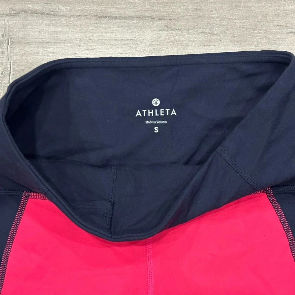 Women's Athleta Small Capri Pants Leggings Blue Pink Pull On Stretch Active NWT - Picture 7 of 9
